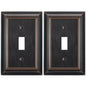 ELEGRP 2 Pack 1-Gang Oil Rubbed Bronze Zinc Alloy Wall Plate, Metal Toggle Switch Cover, Mid-Size Decor Plate Cover