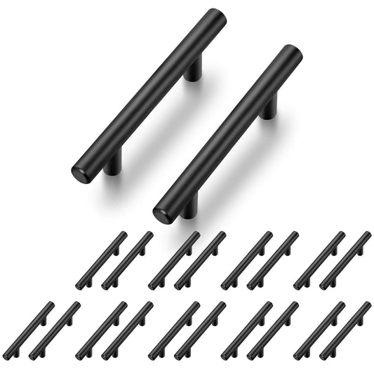 (20 Pack) 5-Inch Black Cabinet Pulls, Kitchen Cabinet Handles with 3 Inch Hole Center, Round Design