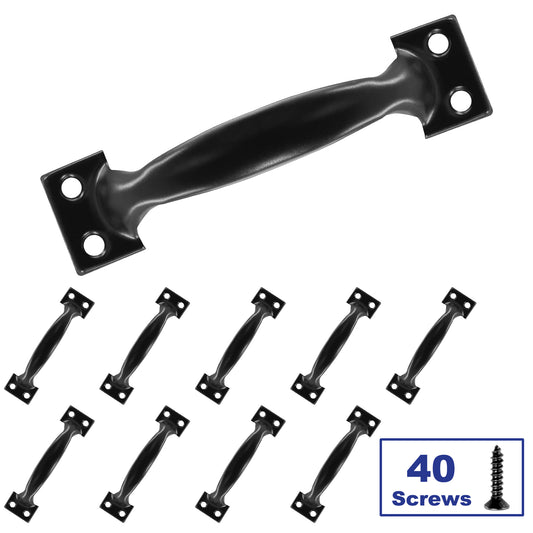 (10 pack) 4 Inch 100mm Cabinet Door Handles, Black Curved Gate Pulls, Bow Handle Pulls Door Hardware, Vintage Drawer Pulls, for Door Dresser Cabinet Cupboard Suitcase