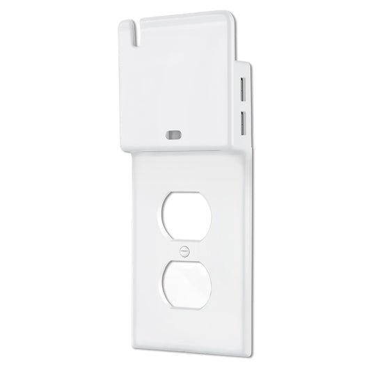 ELEGRP 1-Gang Duplex USB Wall Plate Outlet Cover, Duplex Receptacle Cover Plate with Dual USB Charging Ports, Single Polycarbonate Faceplate with Phone Holder, White
