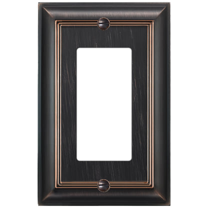 ELEGRP 1-Gang Oil Rubbed Bronze Zinc Alloy Wall Plate, Metal Decor Outlet Cover, Mid-Size Decor Plate Cover