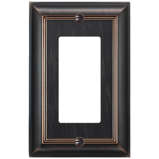 ELEGRP 1-Gang Oil Rubbed Bronze Zinc Alloy Wall Plate, Metal Decor Outlet Cover, Mid-Size Decor Plate Cover