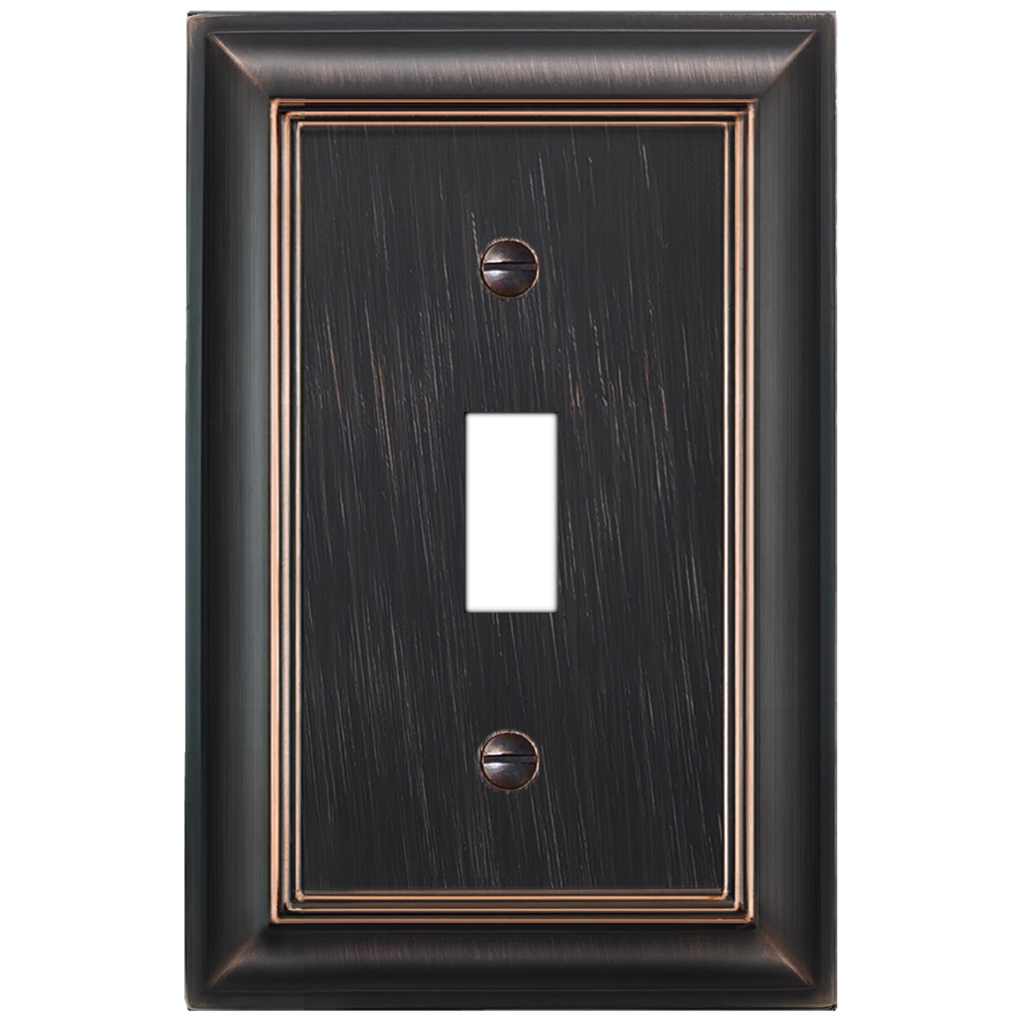 ELEGRP 1-Gang Oil Rubbed Bronze Zinc Alloy Wall Plate, Metal Toggle Switch Cover, Mid-Size Decor Plate Cover