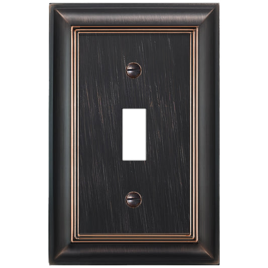 ELEGRP 1-Gang Oil Rubbed Bronze Zinc Alloy Wall Plate, Metal Toggle Switch Cover, Mid-Size Decor Plate Cover