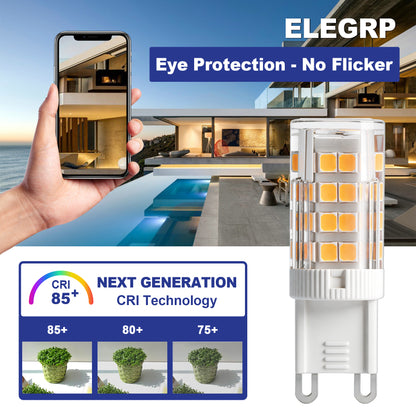 (6 Pack) ELEGRP G9 Led Bulb Non-Dimmable 6000K with Cool Light, G9 Base 120 Volt 320 Lumens 360 Beam Angle, 5 Watt Equivalent 40 Watt G9 Halogen Bulb