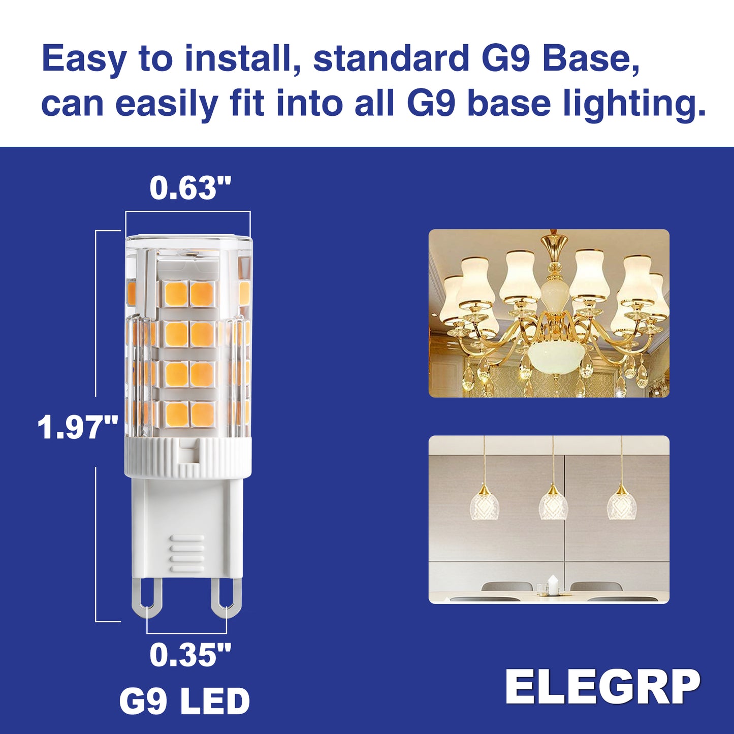 (6 Pack) ELEGRP G9 Led Bulb Non-Dimmable 6000K with Cool Light, G9 Base 120 Volt 320 Lumens 360 Beam Angle, 5 Watt Equivalent 40 Watt G9 Halogen Bulb